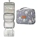 Trousse de Toilette pour Femme, Grand Sac de Maquillage de Voyage Suspendu résistant à l'eau pour Articles de Toilette / cosmétiques / brosses - Gris