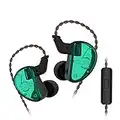 Yinyoo KZ AS06 IEM Casque 3BA Haute fidélité Écouteurs Intra-Auriculaires à 5 Équilibré Armature pour Musicien(Vert avec Micro)