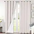 Linen Blackout Curtains 96 Inches Long 100% Total Blackout Heavy-Duty Draperies for Living Room Bedroom Thermal Insulated Textured Functional Window Treatment Anti Rust Grommet, 2 Panels, Ivory