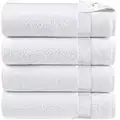 Bath Towels Pack of 4 Egyptian Cotton Towel Set Highly Absorbent Soft Bathroom Towels Set of 4 Ring Spun Cotton Quick Dry Large Towels (White)