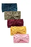 COUXILY Baby Girls Turban Knotted Nylon Headband Infant Toddler Head Bands Newborn Hairbands and Bows Cute Hair Accessories (K-5 Packs)