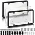 License Plate Covers, 2 Pack Clear License Plate Frames with Screw, Licence Plate Protector (Clear)