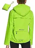 BALEAF Women's Running Rain Jackets Waterproof Windbreaker Windproof Lightweight Cycling Jackets Reflective Packable Hooded Yellow M