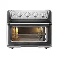 iCucina Horno de tostadora de freidora de aire de convección de 1800W, horno de encimera grande de 22.5QT con funciones 7 en 1 (tostadora cortada), acero inoxidable