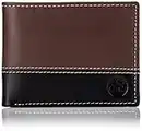 Timberland Men's Leather Passcase Trifold Wallet Hybrid, Brown/Black, One Size