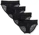Amazon Essentials Women's Lace Stretch Bikini Brief Underwear, Pack of 4, Black, X-Large