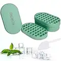 Ice Cube Tray with Lid and Bin 2 Packs/72 Nugget Ice Cube Maker Double Layer Ice Trays with Ice Bucket, Spoon Plastic BPA Free Ice Tray Mold, Green