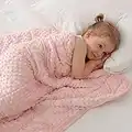 Huloo Sleep Kids Weighted Blanket Twin 7lbs (41"×60",Pink) Breathable Soft Minky Weighted Throw Blanket for All Season,Heavy Blanket with Premium Glass Beads