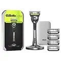 Gillette Labs Nassrasierer Herren, Rasierer mit Reinigungs-Element + Reise-Etui zur Aufbewahrung für unterwegs + 5 Rasierklingen, Geschenk für Männer, Premium-Magnetdock