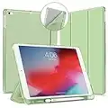 VAGHVEO Custodia per iPad 9.7 2018 2017 / iPad Air 1 Air 2 Cover con Portamatite, Tri-fold Protettiva Smart Case, Flessibile Morbido Antiurto TPU Traslucido Copertura Posteriore, Verde Chiaro