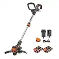 WORX WG163E Akku Rasentrimmer 20V – Kantenschneider Rasen – 2-in-1 Funktion: Rasentrimmer und Kantenschneider – 30cm Schnittdurchmesser – komfortabel & kompakt – inkl. 2x2Ah Akkus & Ladegerät