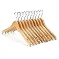 Nature Smile High Grade Solid Lotus Wooden Hangers - 10 Pack - Solid Wood Dress Hangers,Shirt Hangers,Coat Jacket Clothes Hangers,with Extra Smooth Finish, 360 Degree Swivel Hook(Natural)