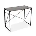 Versa Jack Bureau Informatique Bureau Sécretaire Poste de Travail Table d'étude pour Ordinateur Gaming, Pliable, Dimensions (H x l x L) 74 x 45 x 90 cm, Bois et métal, Couleur: Gris