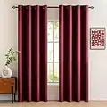 MIULEE 2 Pannelli Tende Soggiono Interni Oscuranti Termiche Isolanti con Occhielli Resistente per Camera da Letto Soggiorno Casa Finestre Moderne 140X225 CM Rosso Vino