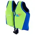 SwimBest Swim Vest - Swim Jacket/Buoyancy Aid with Safety Strap for ages up to 7 years old with Removeable Floats (Lime/Blue, Large)