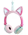 esonstyle Unicorn Kids Headphones, Glowing Cat Ear Headphones with 85db Volume Limit, Foldable Headphones for Kids Girls (Multicolor)