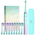 Electric Toothbrushes for Adults, USB Rechargeble Toothbrush, 4 Hours Charge Lasts up 30 Days, YUNCHI Y7 Sonic Toothbrush with 5 Modes and 2 Mins Smart Timer (10 Brush Heads, Green)