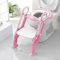 KEPLIN Toilettensitz Kinder mit Treppe - Langlebiger Toilettentrainer, Breite und rutschfeste Stufen, Weicher WC Sitz, Tragbar und faltbar, geeignet für V-, U- oder O-förmige Toiletten (Rosa/Weiß)KEPLIN Toilettensitz Kinder mit Treppe - Langlebiger Toilettentrainer, Breite und rutschfeste Stufen, Weicher WC Sitz, Tragbar und faltbar, geeignet für V-, U- oder O-förmige Toiletten (Rosa/Weiß)