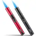 Urgrette 2 Pack Butane Torch Lighter, 6-inch Refillable Pen Lighter Adjustable Jet Flame Butane Lighter for Grill BBQ Candle Camping (Gas Not Included) Raven & Ruby