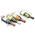 mDesign Practical Bottle Holder for The Refrigerator - Stackable Wine Rack for 5 Bottles - Ideal Beverage Storage for The Fridge - Clear