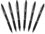 Pilot FriXion Clicker 0.7mm, Erasable Gel Pens, Fine Point, Black Ink, Pack Of 6