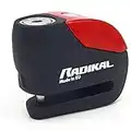 RADIKAL RK9 Motorcycle Disc Lock with Alarm and Warning Function, Motorcycle Lock with Alarm 120dB, Disc Brake Lock Disc Lock Motorcycle Scooter Bike Lock, Universal 6mm Locking Shaft, Black/Red