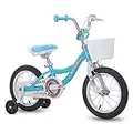 CYCMOTO Unicorn 14'' Kids Bike with Basket, Hand branke & Coast Brake & Training Wheels for 3 4 5 Years Girls, Toddler Bicycle,Blue