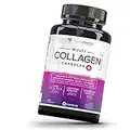 Multi Collagen Pills with Hyaluronic Acid & Vitamin C: 5 Type Hydrolyzed Collagen Protein Peptides, Types I II III V X, 30 Servings, 90 Capsules