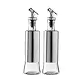 Gala Houseware Olive Oil And Vinegar Dispenser Set, 2 Pack Cooking Oil Dispenser Glass Bottles with Drip-free Pourers and Stainless Steel Shells. Premium Oil Bottles and Vinegar Dispensers.