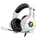 Ozeino Gaming Headset für PS4 PS5 PC,Headset mit Mikrofon 3D Surround Sound Kopfhörer Geräuschunterdrückung RGB Lichter