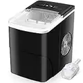 Ice Maker Machine Counter Top, Ice Machine Ready in 6-13 Mins Ice Cubes 12kg in 24 Hrs, Ice Machines for Home, No Plumbing Required, Includes Scoop and Removable Basket, Ice Cube Makers, Black