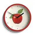 Jones Clocks® Reloj de Frutas - Reloj Redondo - Reloj pequeño - Reloj de Cocina - Reloj de Oficina - Diseño Moderno - Reloj de diseño - Estuche Colorido - Reloj de Pared de Frutas (Manzana)