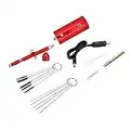 Mini compresseur d'air Pistolet aérographe 0.3mm 7CC capacité Mini kit aérographe Pistolet à Brosse Système d'aérographe Compresseur Aerographe Kit pour Peinture de modèle Professionnel Art(Rouge)