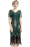 BABEYOND 1920s Art Deco Fringed Sequin Dress Roaring 20s Flapper Fancy Dress Gatsby Costume Dress