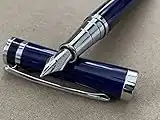 Rhapsody Luxury 3035 Executive Steel Fountain Pen in NAVY BLUE Ink Pens ~ 0.5mm Medium-Fine Nib + 5 BLACK Cartridges.(3035 Pen NAVY BLUE, Pen + 5pk Cartridges (Black Ink))