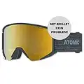 Atomic, All Mountain Ski Goggles, Unisex, For Cloudy to Sunny Weather, Large Fit, Compatible with Eyewear, Savor Big Stereo, Grey/Yellow Stereo, AN5105986