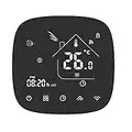 Thermostat WiFi pour chaudière à gaz/eau, thermostat intelligent écran LCD (panneau brossé), bouton tactile rétroéclairé programmable avec Alexa IFTTTGoogle Home et téléphone APP-Noir