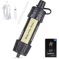 Mini Water Filter Personal Water Purification Straw Portable Outdoor Survival Water Filtration System 99.999999% Removal Rate of Bacteria 0.01 Micron Emergency for Outdoor Hiking, Camping, Backpacking