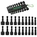 SWANLAKE 20PCS Power Nut Driver Set for Impact Drill, 1/4” Hex Head Drill Bit Set SAE and Metric