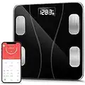Bluetooth Body Fat Scale, Smart Wireless BMI Digital Bathroom Weight Scale Body Composition Monitor Health Analyzer with Smartphone App for Body Weight, Fat, Water, BMI, BMR (Black)