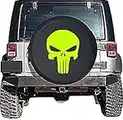 mural stickers ADESIVO TESCHIO THE PUNISHER - 4x4 OFF ROAD - US ARMY - FUORISTRADA - STICKER PER COPRIRUOTA JEEP - ADESIVO PER RUOTA DI SCORTA - VINILE PVC PER AUTO CAMPER FURGONI VERDE ACIDO 35 x 25 cm