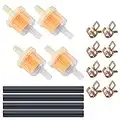 Motorcycle Inline Fuel Filter Line Spring Clips Kit, Inline Fuel Filter Line Hose Clips Kit, 4 Pcs Petrol Filter, 4 Pcs Fuel Hose Pipe, 8 Pcs Hose Clamps Clips for Car Motorcycle Scooter