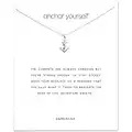 LANG XUAN Friendship Anchor Pendant Necklace Message Card Delicacy Compass Good Luck Horseshoe Pendant Chain Necklace for Women Gift (Silver Anchor)