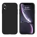 iPhone XR Case Liquid Silicone, GUAGUA Soft Gel Rubber Slim Lightweight Microfiber Lining Cushion Texture Cover Shockproof Protective Anti-Scratch Phone Cases for iPhone XR 6.1-inch, Black