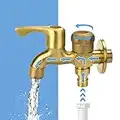 EMAGEREN Brass Hose End Tap Outdoor Anywhere Garden Tap Garden Brass Water Bib Tap Brass Double Water Tap Allotment Tap Wall Mounted Faucet Washing Machine Tap for Garden, Washing Machine