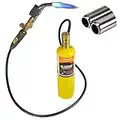 BLUEFIRE HZ-8150 Double Swirl Flames Self-Ignition Hose Turbo Torch with MAPP Kit 5' long Hose Trigger Start Propane MAP Gas Welding Blowtorch Nozzle for Brazing Large Diameter Copper Pipes