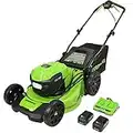 Greenworks 48V (2 x 24V) 21" Brushless Cordless Self-Propelled Lawn Mower, (2) 5.0Ah USB Batteries (USB Hub) and Dual Port Rapid Charger Included