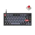 Keychron V1 Wired Custom Mechanical Keyboard Knob Version, 75% Layout QMK/VIA Programmable with Hot-swappable Keychron K Pro Red Switch Compatible with Mac Windows Linux (Frosted Black-Translucent)