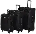 AMERICAN TOURISTER Pop Max Softside Luggage with Spinner Wheels, Black, 3-Piece Set (21/25/29), Pop Max Softside Luggage with Spinner Wheels