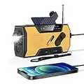 Kurbelradio mit Handyladefunktion Solar, KINGONE Radio Kurbel Notfall mit AM/FM, 2000mAh Wiederaufladbare Batterie, Taschenlampe, Leselampe, SOS-Alarm für Notfall Ourdoor